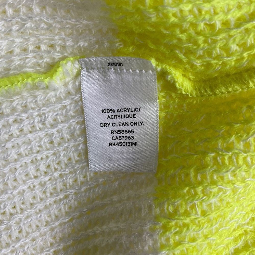 Abound Sweater Tunic Crew Neck Lime Green Cream Fuzzy Long Sleeve Medium - Picture 4 of 12